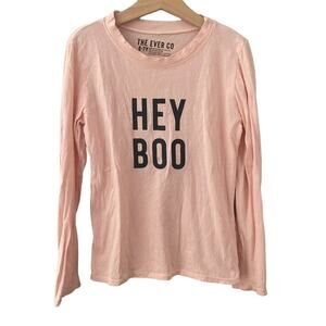 The Ever Co Hey Boo Long Sleeve Tee - Peach Pink - 6/7